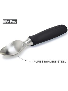 Balci Heavy Duty Stainless Steel Ice Cream Scoop w/ Non-Slip Rubber Grip, Black